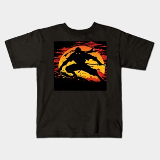 Badass ninja silhouette art Kids T-Shirt